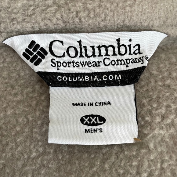 COLUMBIA Men’s XXL Fleece Vest Beige Full Zip Sleeveless Jacket WM1480 Pockets - Picture 8 of 12